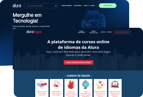 Telas do Alura + e Alura Linguas